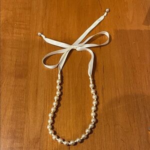 White House Black Market Ivory Pearl Ribbon Necklace